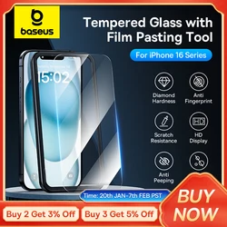 Baseus Tempered Glass for iPhone 16 Pro Max Plus Screen Protector for iPhone 15 14 13 12 11 Pro Max Clear Edge Anti-Peeping Film