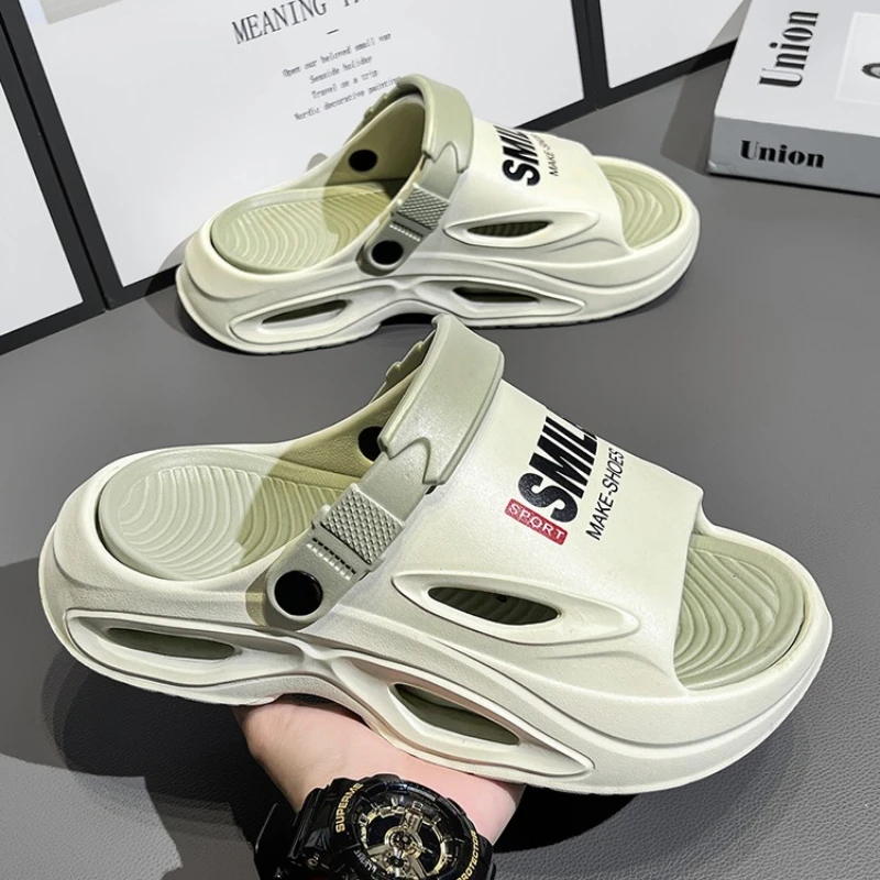 EVA Material Slippers Summer Men's Casual Outdoor Beach Sports Thong Slippers Double Color Thick Bottom Anti-Slip Comfortable