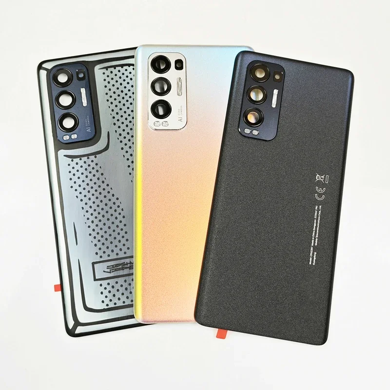 A  Back Glass Cover For Oppo Find X3 Neo Back Door Replacement Battery Case, Rear Housing Cover CPH2207 With Camera Lens