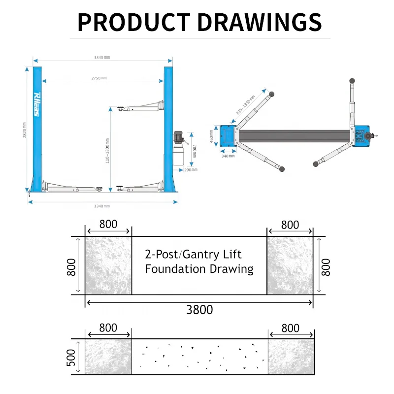 High Quality 4t Garage Car Lifting Equipment Hydraulic 2 Post Car Lift With CE Certification