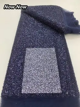 2024非洲時尚棕色網紗蕾絲布料,附亮片,奈及利亞蕾絲布料,法國薄紗珠飾蕾絲布料,5碼婚紗布料 6 最佳銷售 棕色蕾絲布料 - №3