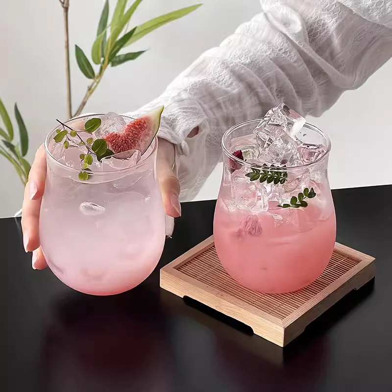 New Glass Cup Coffee Cup Mug Tulip Shape Wine Glasses Heat-resistant Tumbler Transparent Glasses Tea Juice Milk Water Glasses