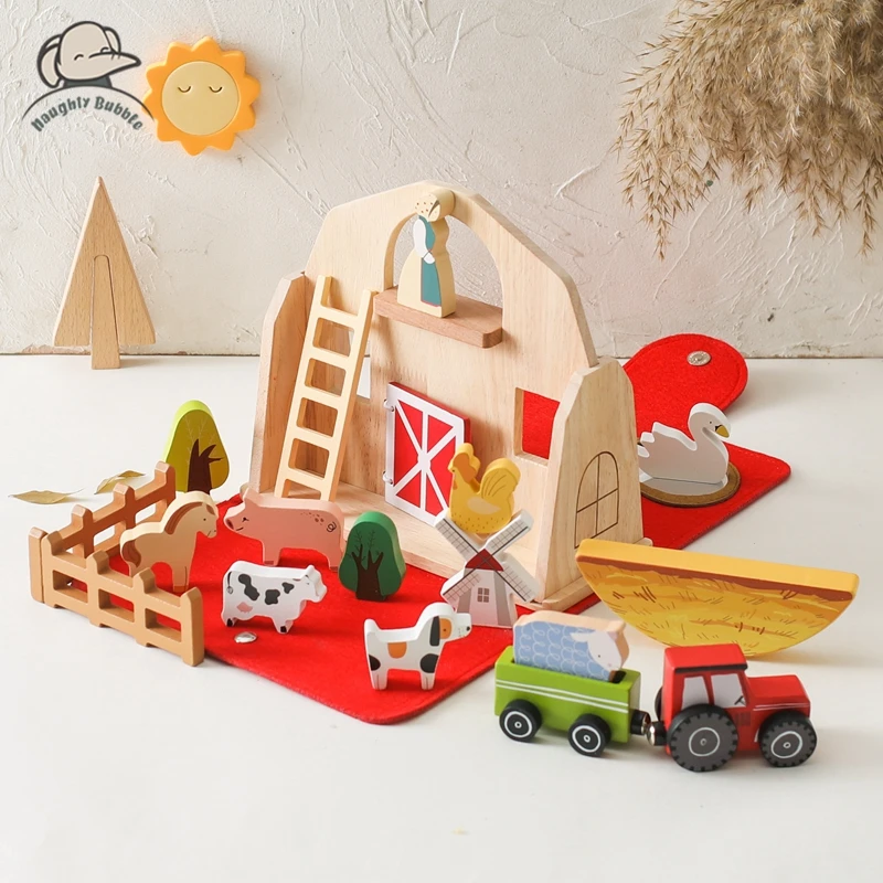 1Set Of Farm Simulated Wooden Children\'s Toys Montessori Game Educational Toy Baby Room Decoration Desktop Furnishings Baby Gift