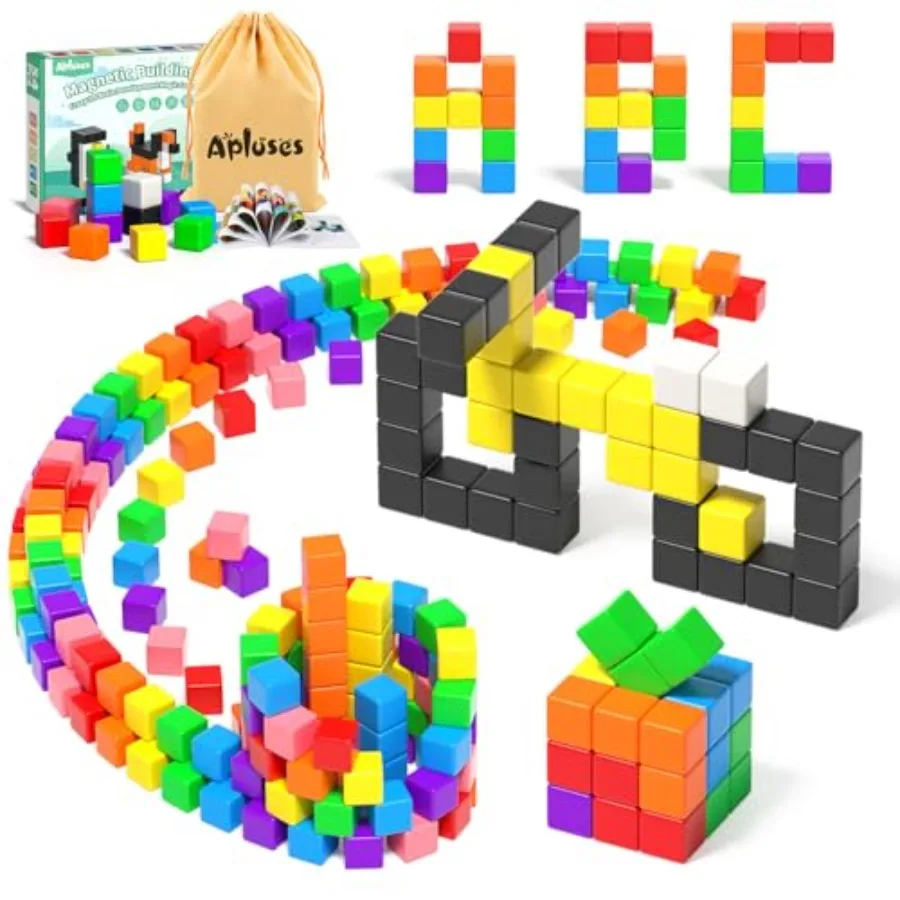 

54 PCS Magnetic Blocks, Magnetic Building Blocks for Toddlers 3+, Montessori Toys, Magnet Cubes, Preschool STEM Educational Sen