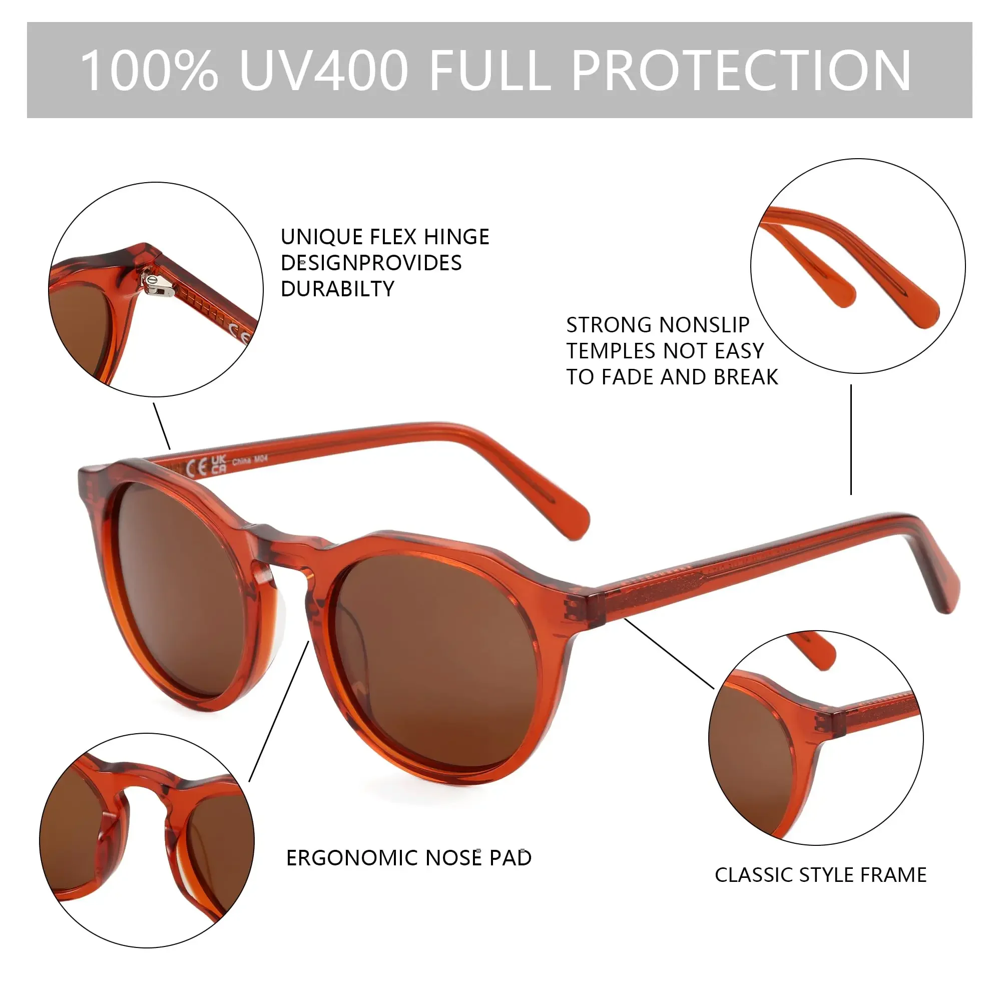 نظارات شمسية مستقطبة مستديرة من الأسيتات العتيقة من BLUEMOKY للرجال والنساء حماية من الأشعة فوق البنفسجية 400 اتجاه ممتاز شعبي