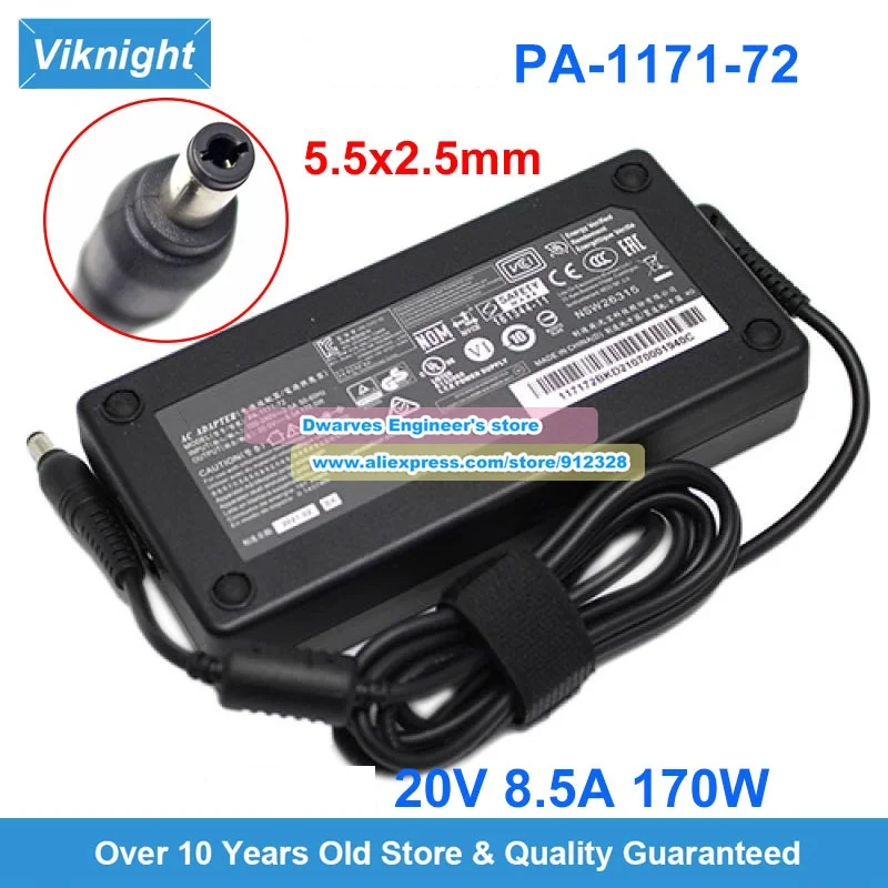 PA-1171-72 AC Adapter 20V 8.5A 170W Laptop Charger for Belkin F4U095 THUNDERBOLT 2/3 EXPRESS Thunderbolt 3 Dock