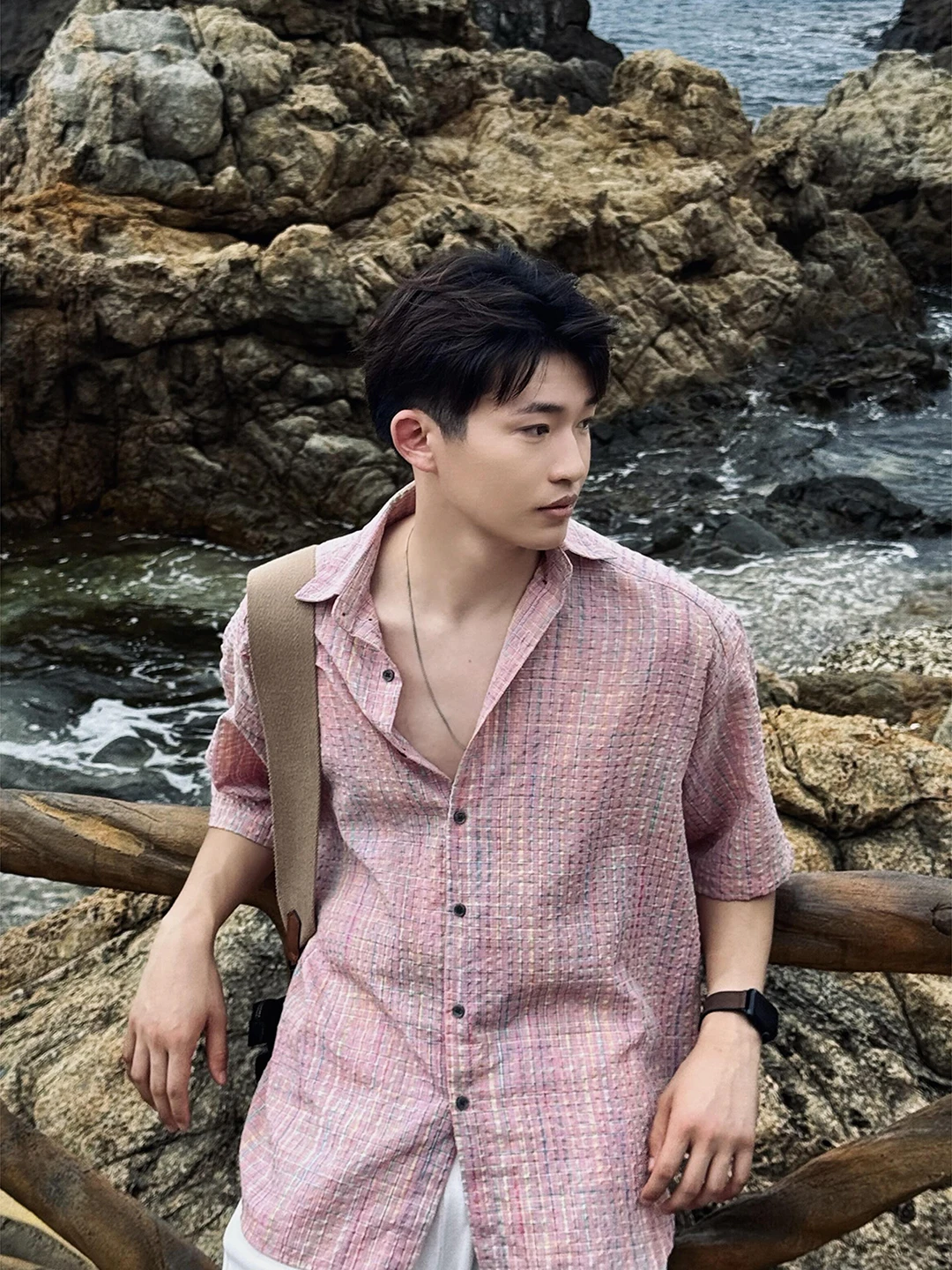 

Cool Sensation Ice Silk Bubble irt Men's Summer Thin Plaid irt Cleanfit American Sle Sun Protection Outerwear ort Sve