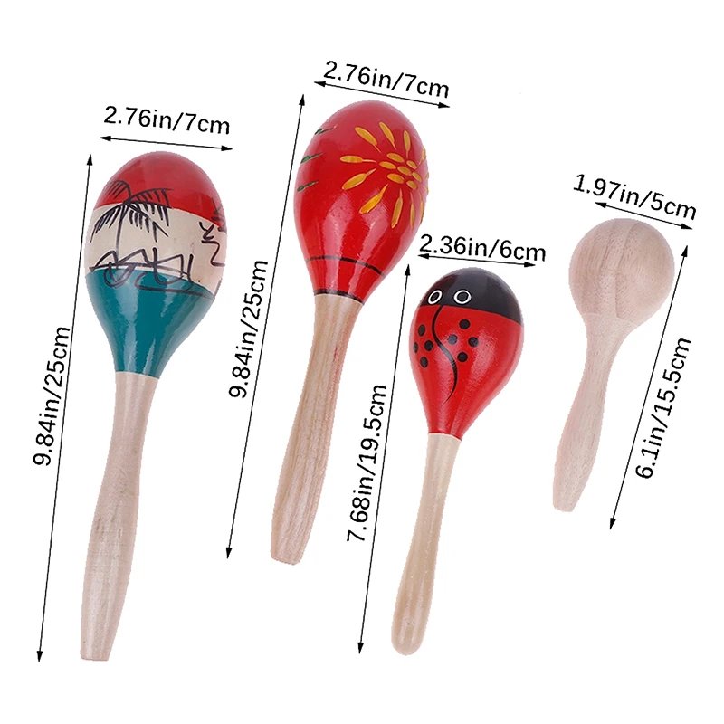 2PCS 귀여운 나무 마라카스 모래 망치 나무 파티 타악기 셰이커 모래 망치 뮤지컬 파티 어린이 셰이커 게임 장난감