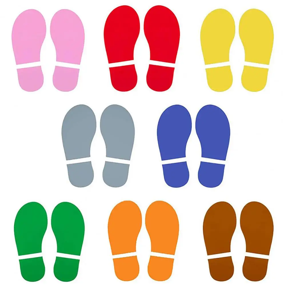Removable Ground Markers Adhesive Footprint Stickers 4 Sheets 8 Pairs Kids Shoes Decals Colorful Footprint Floor for Classroom