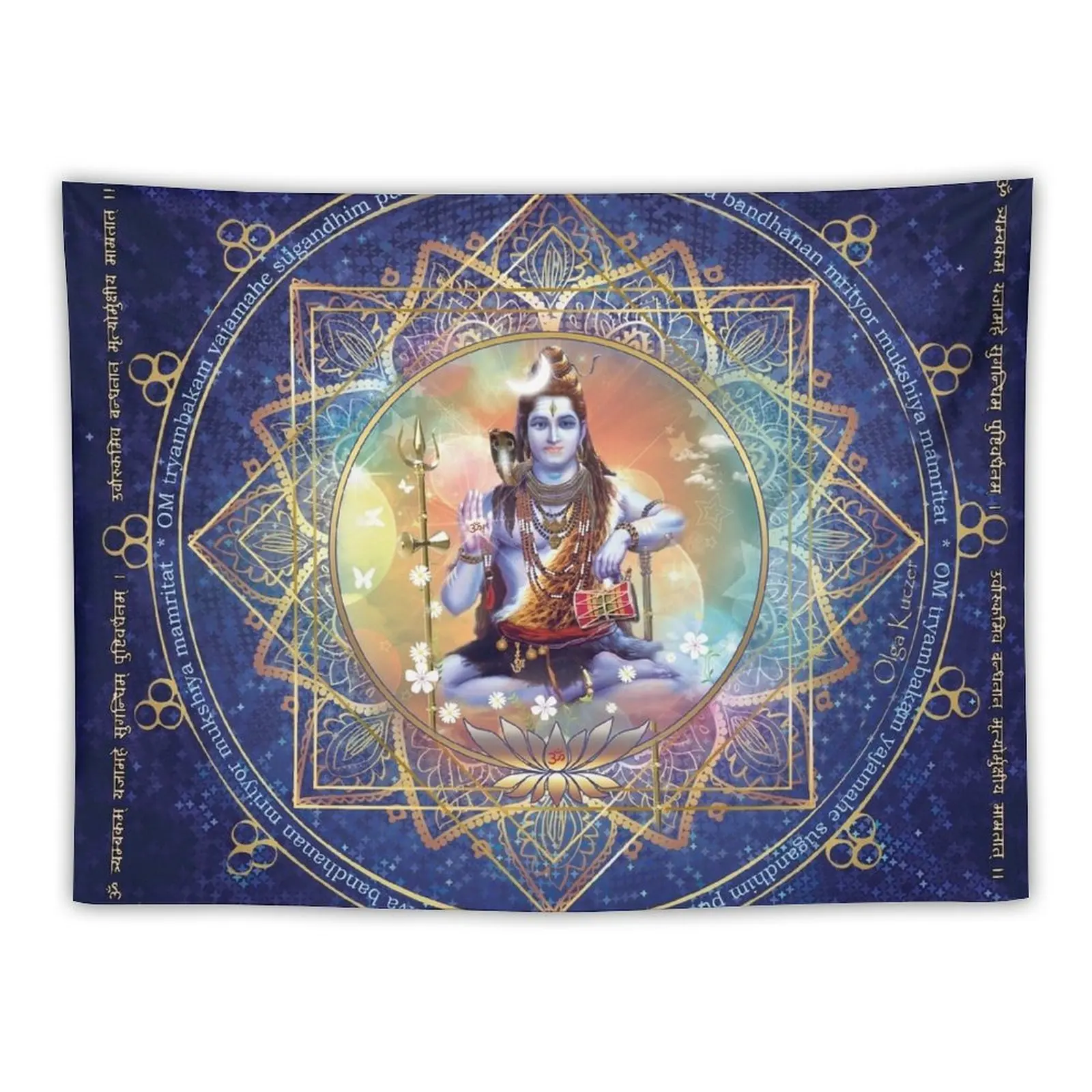 

Shiva Mahamrityunjaya -Health, Peace in Life & Prosperity Tapestry Decorative Wall Tapestry Aesthetic Room Decoration