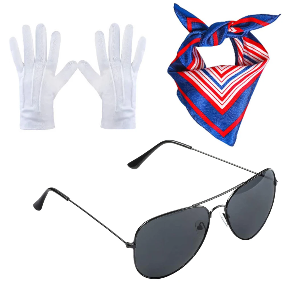 Conjunto de disfraz de azafata para mujer, sombrero de Asistente de vuelo con bufanda, guantes, gafas, accesorios de Cosplay para suministros de fiesta