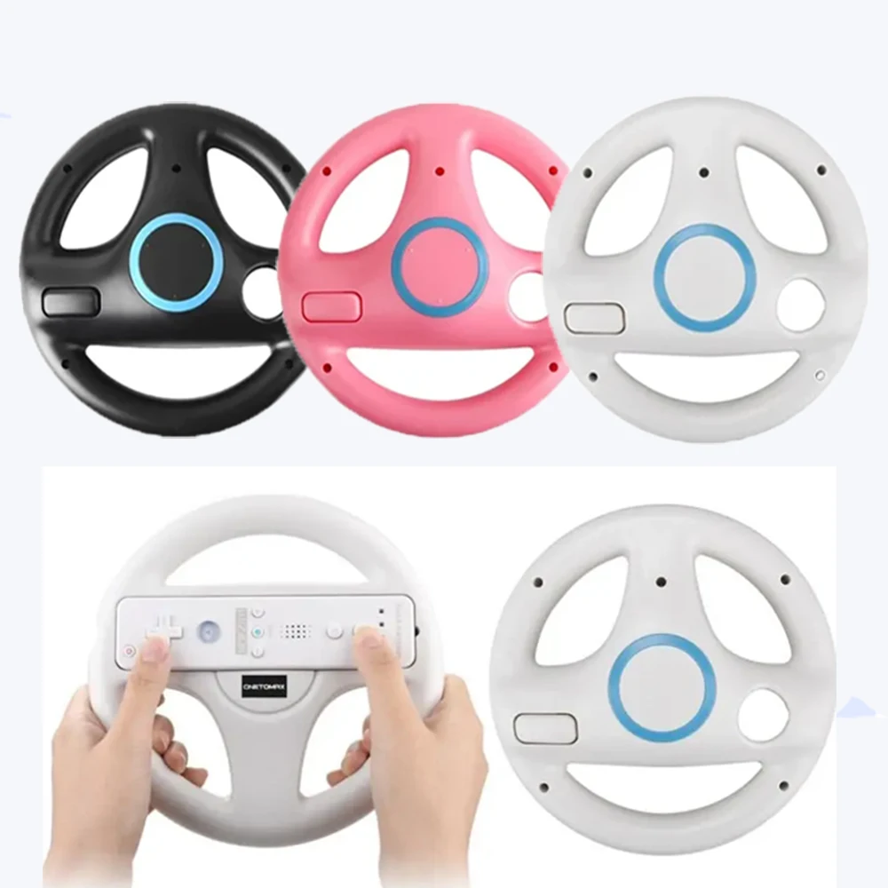 2pcs Steering Wheel For Nintendo Wii Remote Controller Mario Kart Racing Games Black White Racing Wheel Plastic Innovative