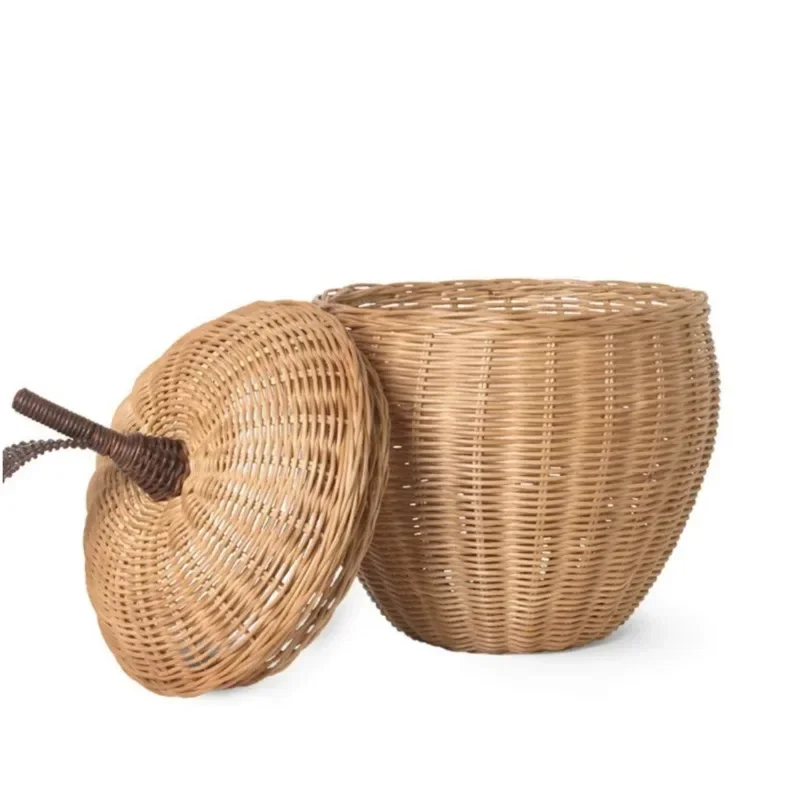 

Nordic Wind Storage Basket Natural Rattan Weaving Toy Basket Bathroom With Lid Dirty Clothes Storage Home Decor Organizer Boxes