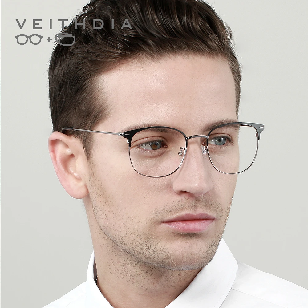 

VEITHDIA Progressive Prescription Glasses Custom Photochromic Myopia Optical Eyewear Round Eyeglasses Frame V1001