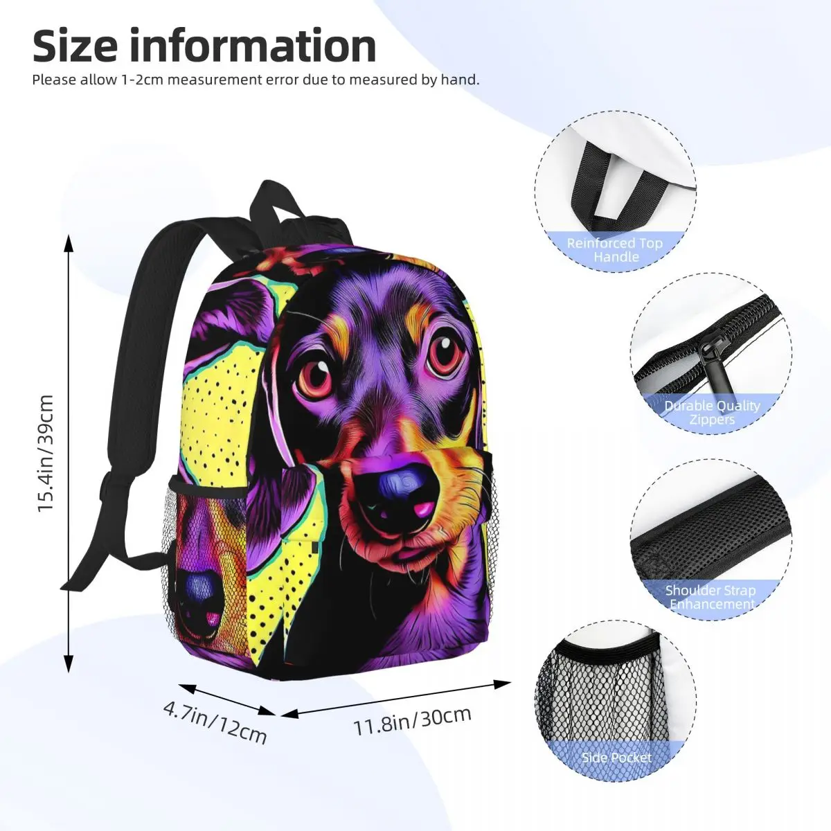 Dachshund Pop Art Backpacks Teenager Bookbag Fashion Children School Bags Laptop Rucksack Shoulder Bag Large Capacity