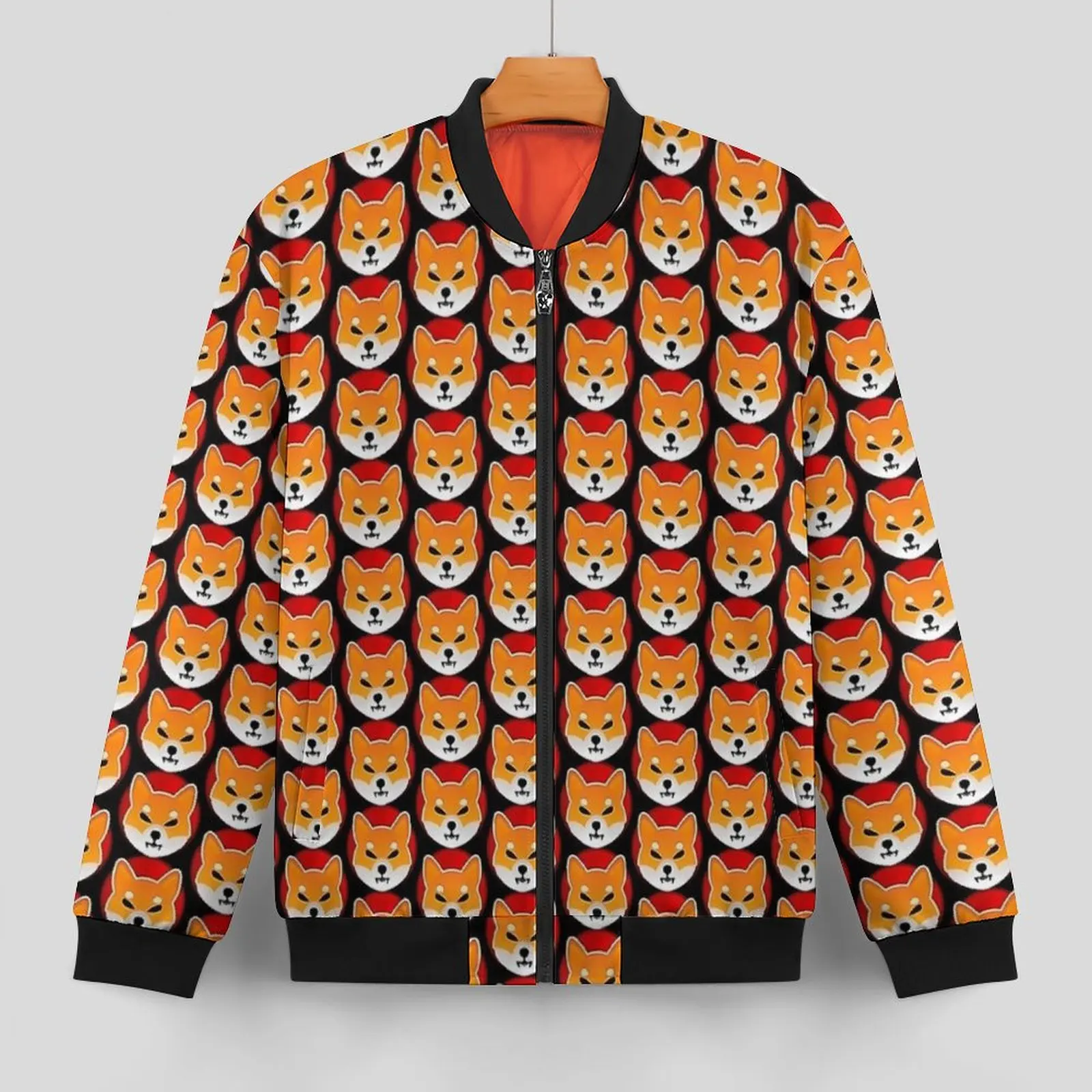 Shiba Inu Crypto Coin Print Casual Jackets  Zip Up Windbreak Man Custom Coats Autumn Street Wear Loose Jacket Plus Size 4XL 5XL