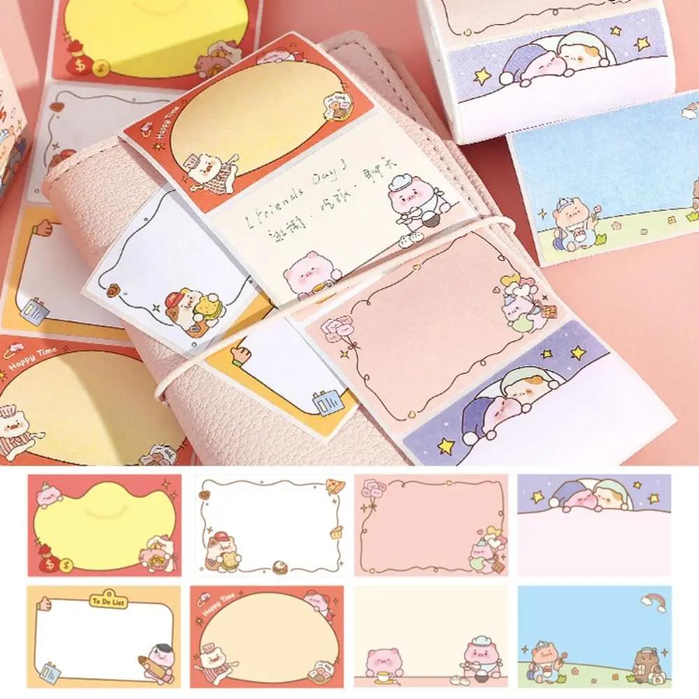 

128 Sheets Aesthetic Stationery Carnival Zoo Sticky Tabs Writable Cute Illustration Message Sticky Notes Back Full Adhesive