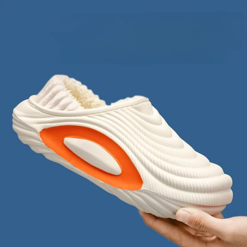 Men's Winter Slip-on Slippers EVA Shell Plush Fleece Lining Thick Cushion Sole Non-slip Waterproof Warm Comfort Indoor Outdoor