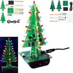 Christmas themed LED 3/7-color flashing Christmas tree DIY kit, electronic welding practice, and assembly of individual parts