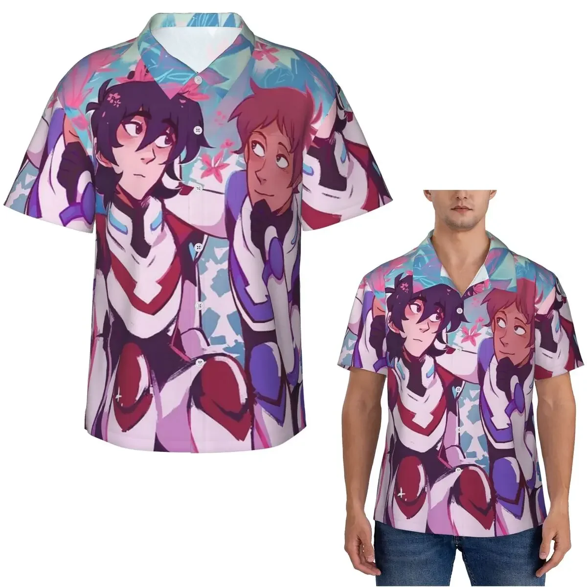 Voltron Legendary Defender Keith Lance Anime Hawaiian Shirts Casual Men Short Sleeve Shirt for Summer Beach Men's Button Tops
