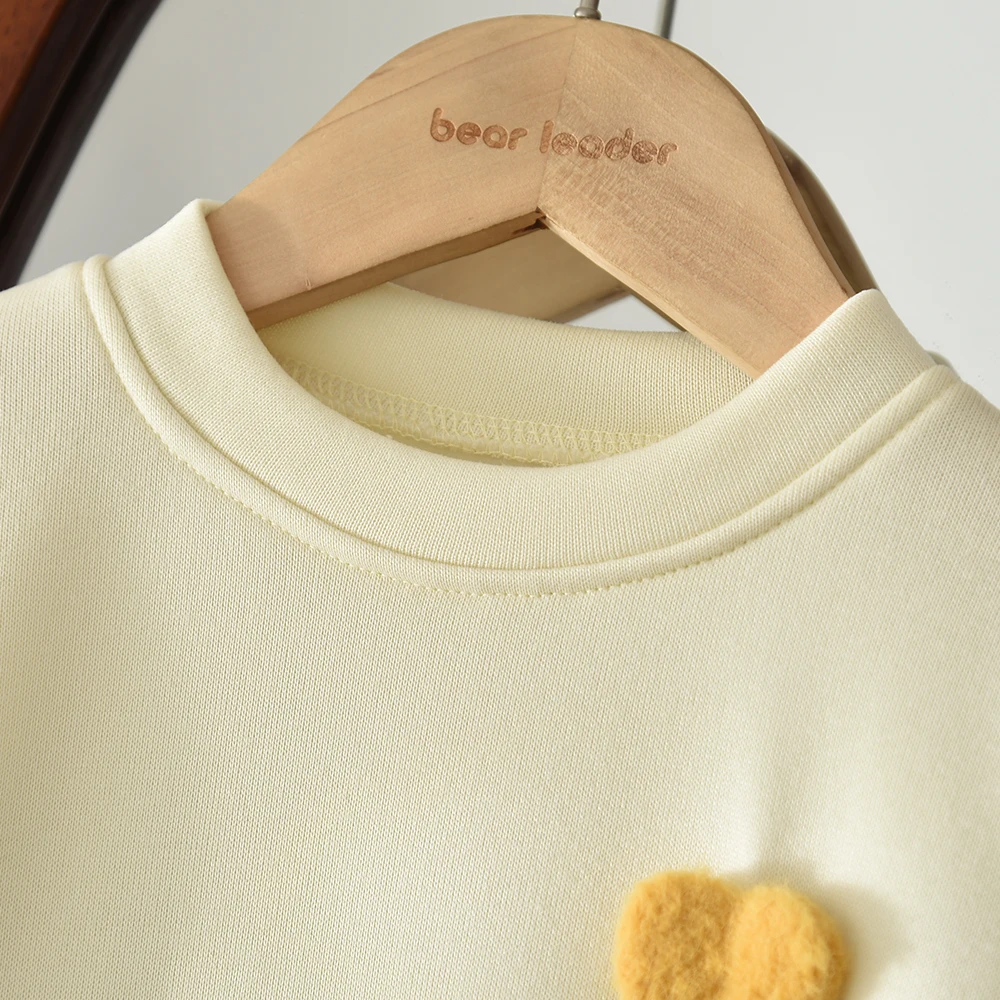 Gelb Süße und Schöne Mädchen Casual Kleidung Bogen Liebe Lange Ärmeln Flauschigen Kleid Herbst Neue Koreanische Version – Detail 4
