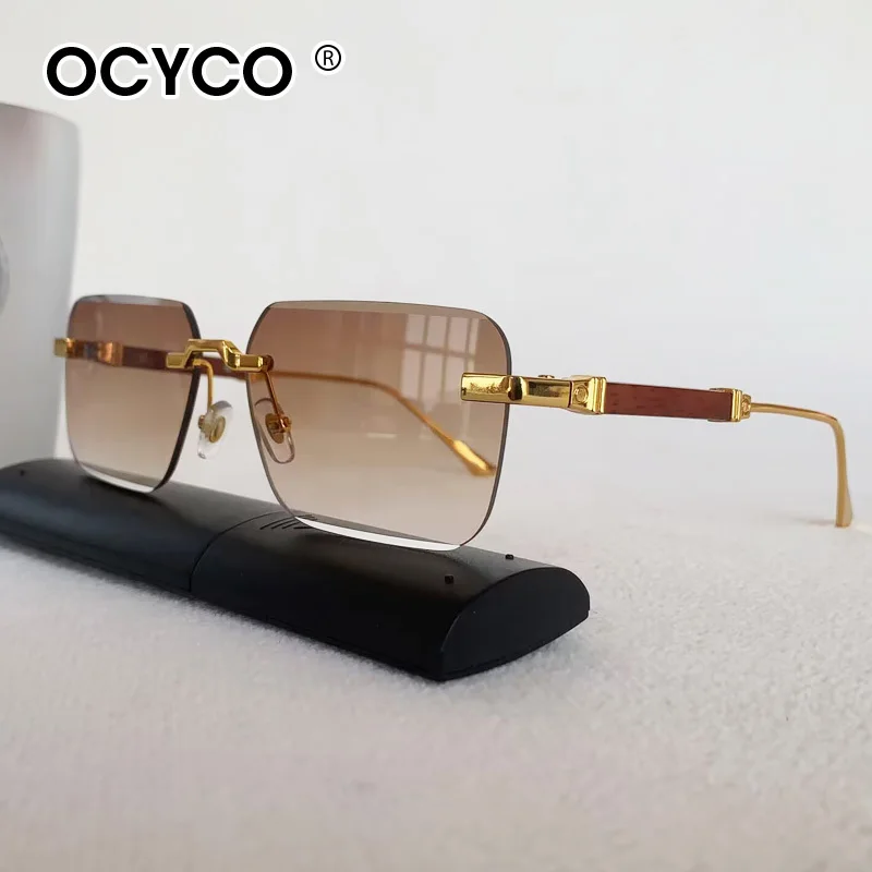 Neue Randlose Rechteckige Sonnenbrille Unisex Rahmenlose Brille Designer Mode Vintage Quadratische Schattierung Y2k Sonnenbrillen Goggles