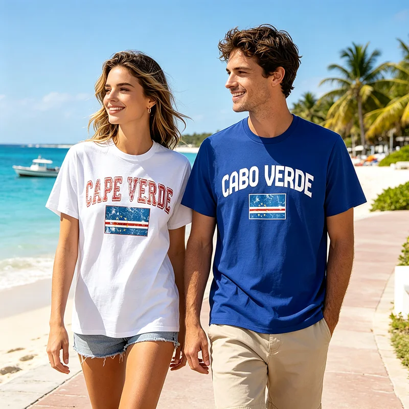 Vintage Retro Faded Cape Verde Flag Cabo Verde Pride T-Shirt Y2k Athletic Sportswear Clothes Cape Verdean Soccer Jersey Clothes