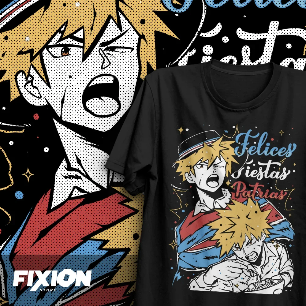 T-shirt For Anime Boku no Hero – Fiestas Chile – Bakugo [B] Mange Tee