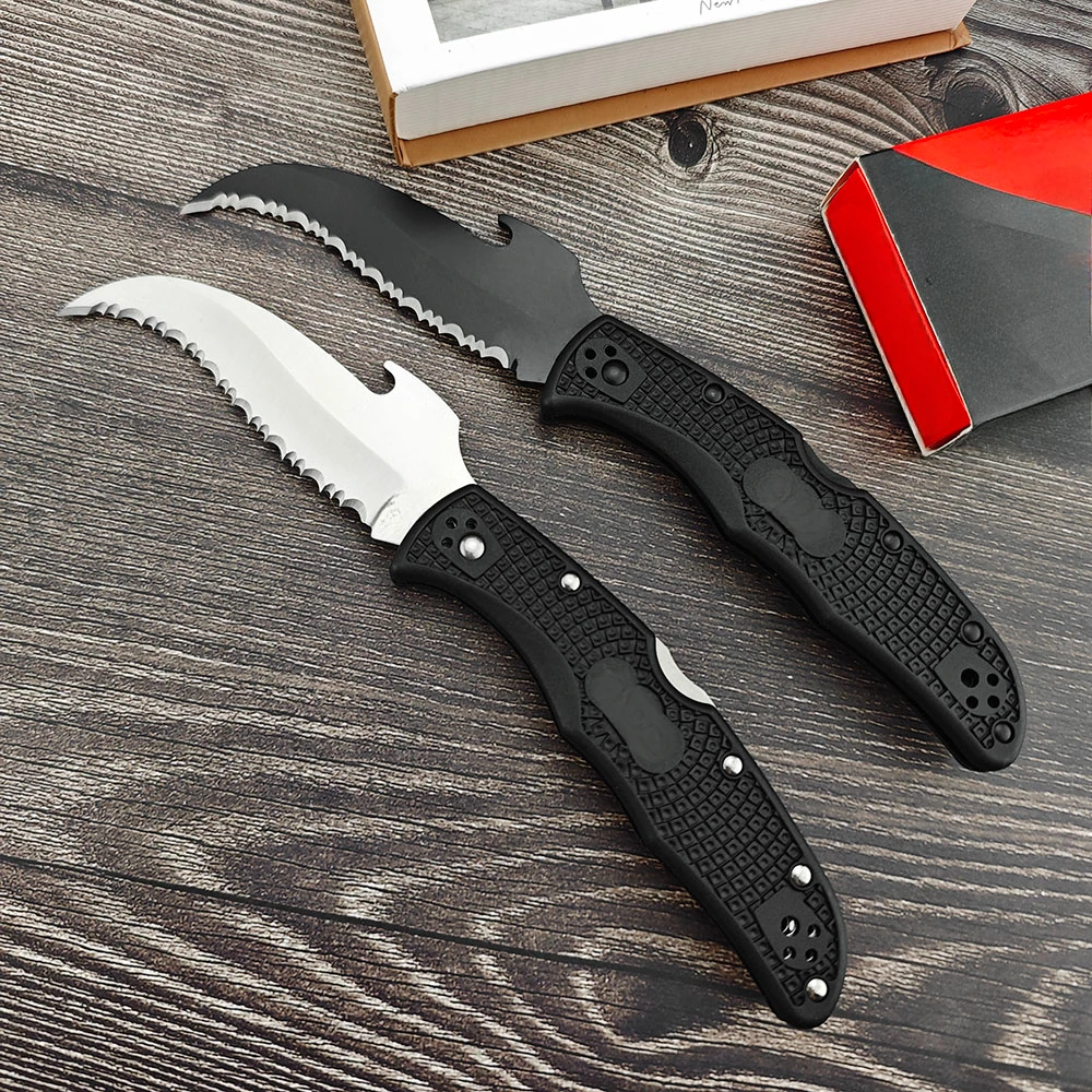 C-12S Tactical Folding Knife D2 Steel Blade Nylon Fibre Handle Camping Survival Hunting Multi-purpose Pocket Knife EDC Tools