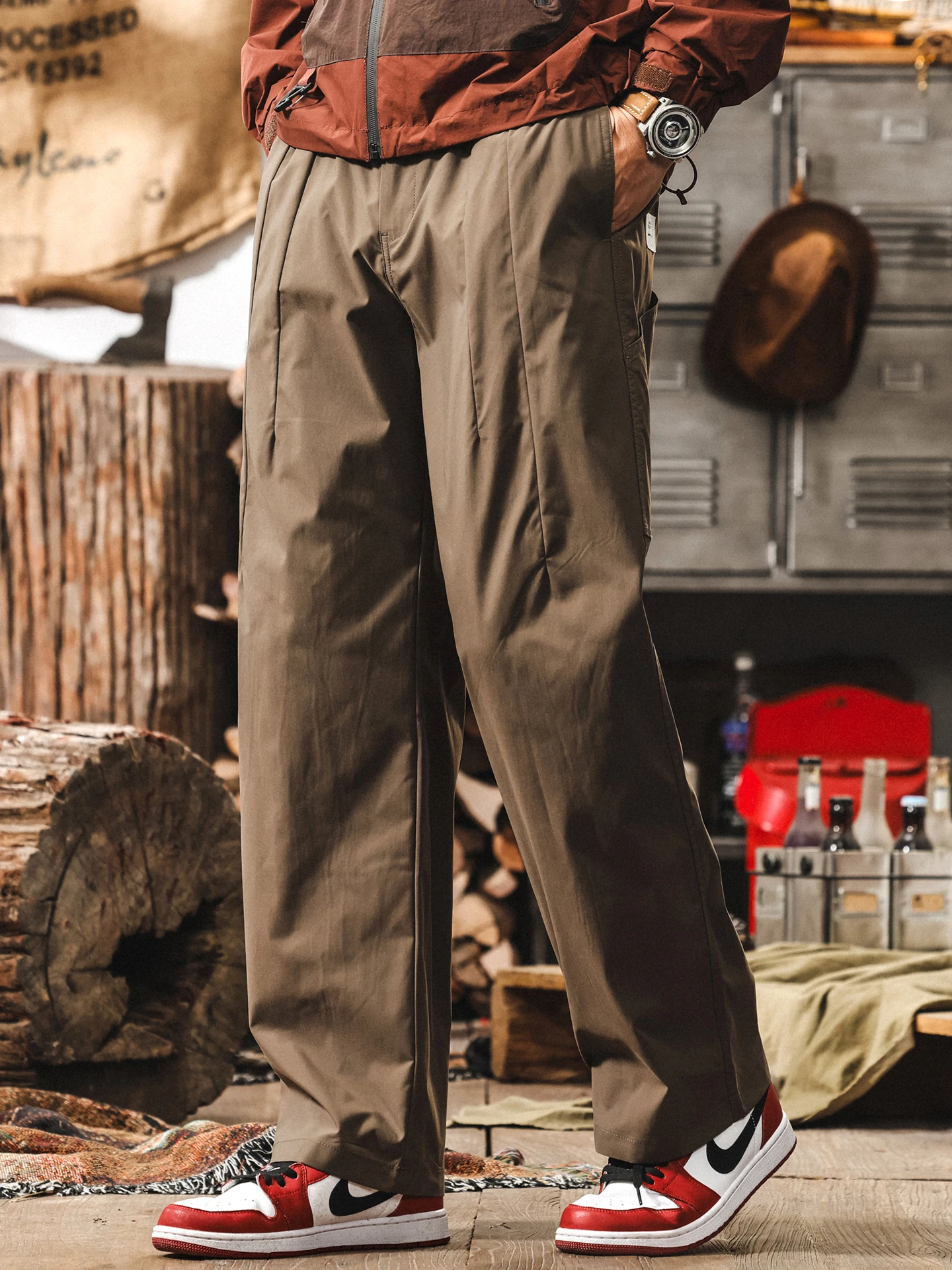 

Американские ретро уличные функциональные брюки Qui Dry, мужские летние новые трендовые свободные прямые повседневные брюки из полиэфирного волокна