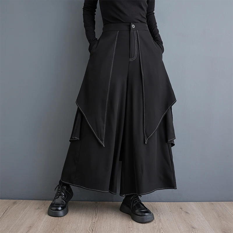 

SuperAen 2024 Autumn Drape Wide Leg Pants for Women Korean Design Style Loose Oversize Fashion Casual Long Pants Skirt