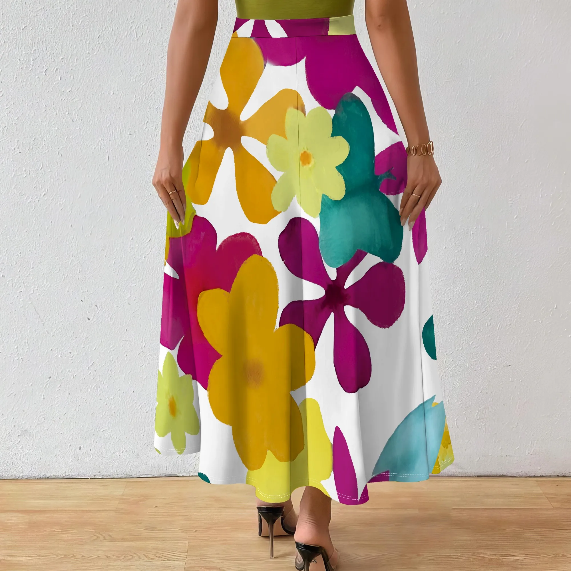 Women's  Sexy Loose Fashion Printed Hem Club Party Casual Vacation Long Skirt