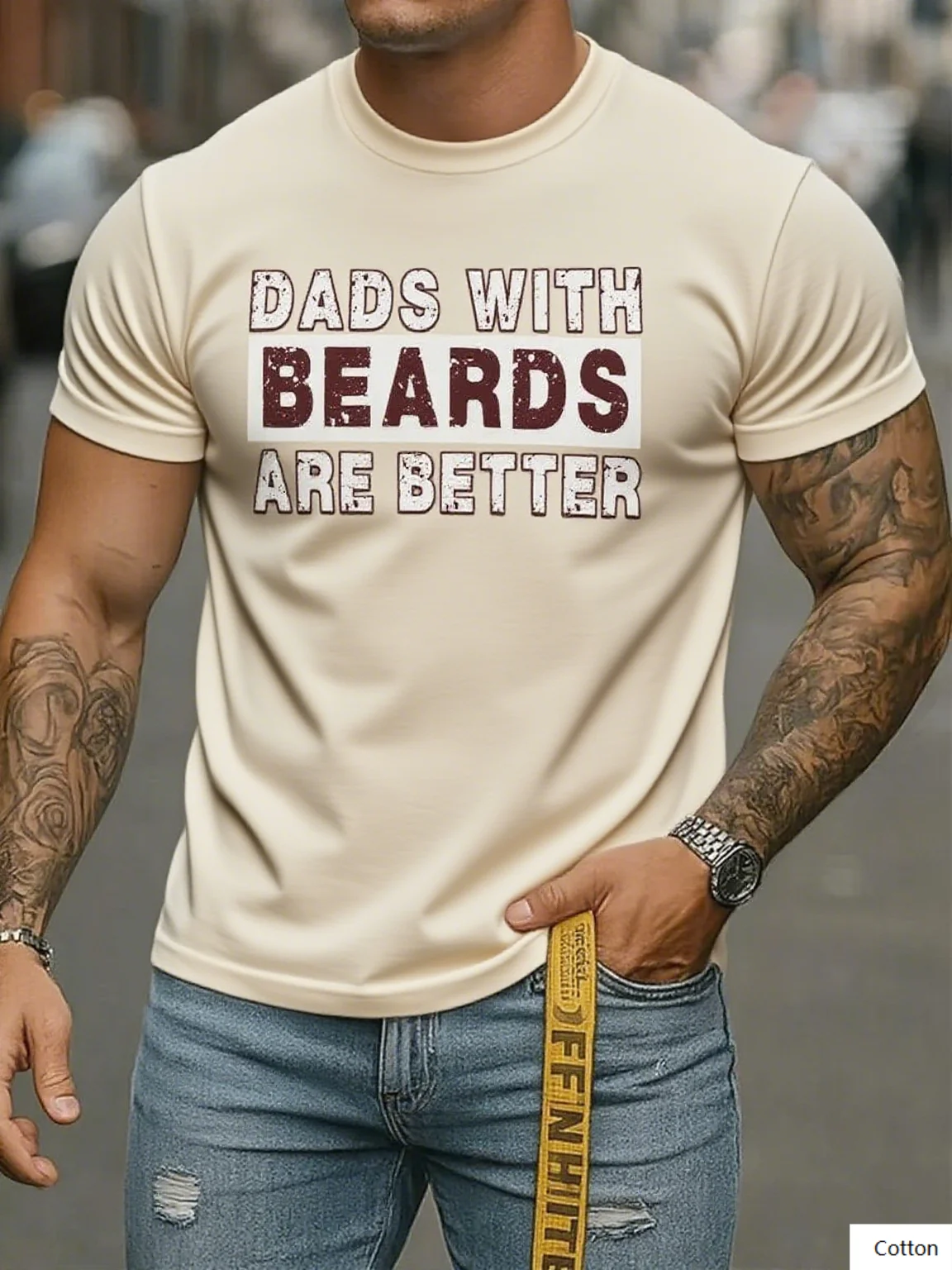 

High Quality Cotton T with Dad Beard Slogan Ideal for Individuals Who Want To Embrace The Charm of Dad - Themed Humor Tee S-4XL