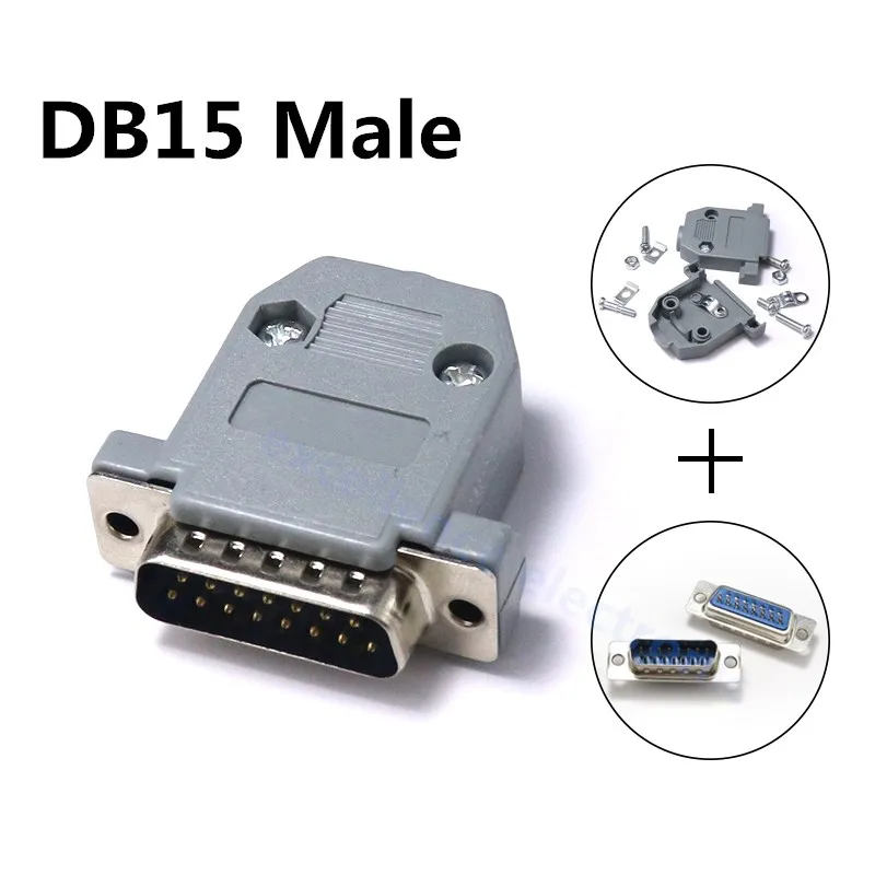 2/5 Sets DB-9 RS232 Serial Port Connector DB Connector 9/15/25/37 Pin Copper RS232 COM Adapter With Plastic Case Metal Shell