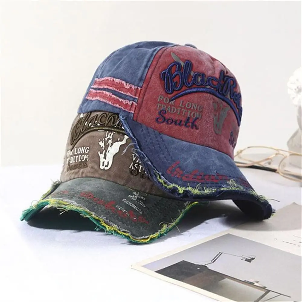 Vintage Letters Baseball Cap Outdoor Washed Cotton Retro Denim Hip Hop Hats Adjustable Casual Trucker Hat Summer Autumn