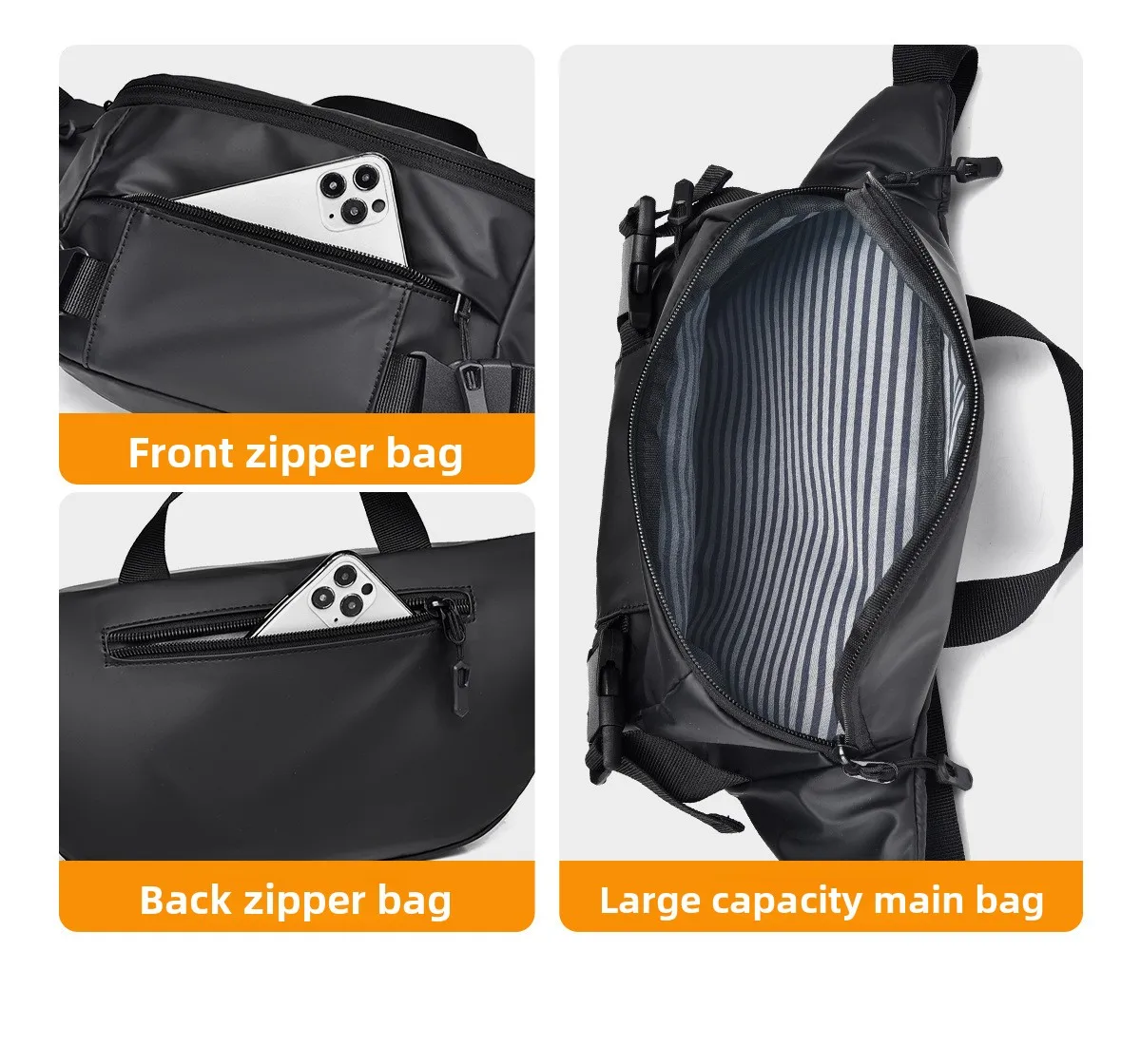 New Men's Fashionable Waterproof Chest Bag, Trendy Crossbody Bag, Lightweight Single-shoulder Bag, Waist Bag and Cool Men's Bag