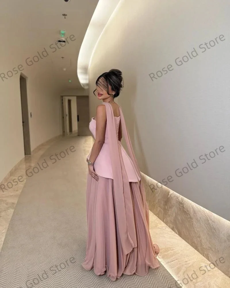 Dostosowana Różowa Sukienka Wieczorowa Damska Bez Ramiączek Bez Pleców Bez Rękawów Sukienki na Bal Elegancka Długa Suknia Ślubna do Ziemi 2025