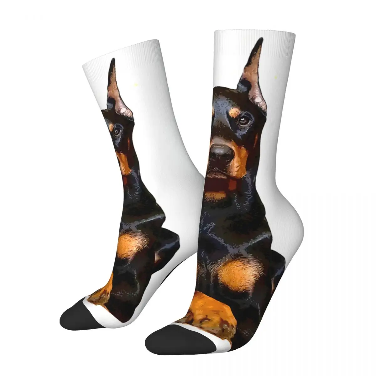 Doberman Guards Me - Dobermann Pinscher Dog Unisex Winter Socks Hip Hop Happy Socks Street Style Crazy Sock