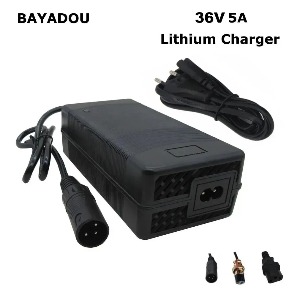 

36V 5A Li-ion Battery Charger 42V 5A 36 Volt 10S 20AH 30AH 40AH Lithium Fast Charger XLR DC GX16 XT60 Connector with Fan