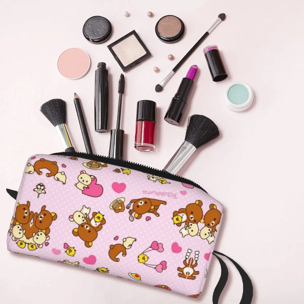 Travel Rilakkuma Toiletry Bag Cute Japanese Video Game Characters Cosmetic Makeup Organizer Women Beauty Storage Dopp Kit Case