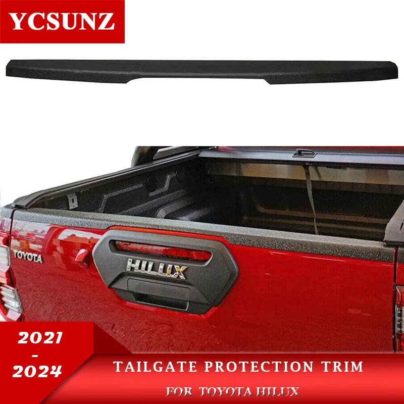

Textured Black Tailgate Cover Trim Protection Toyota Hilux 2021 2022 2023 2024 4x4 Double Cabin Car Accessories