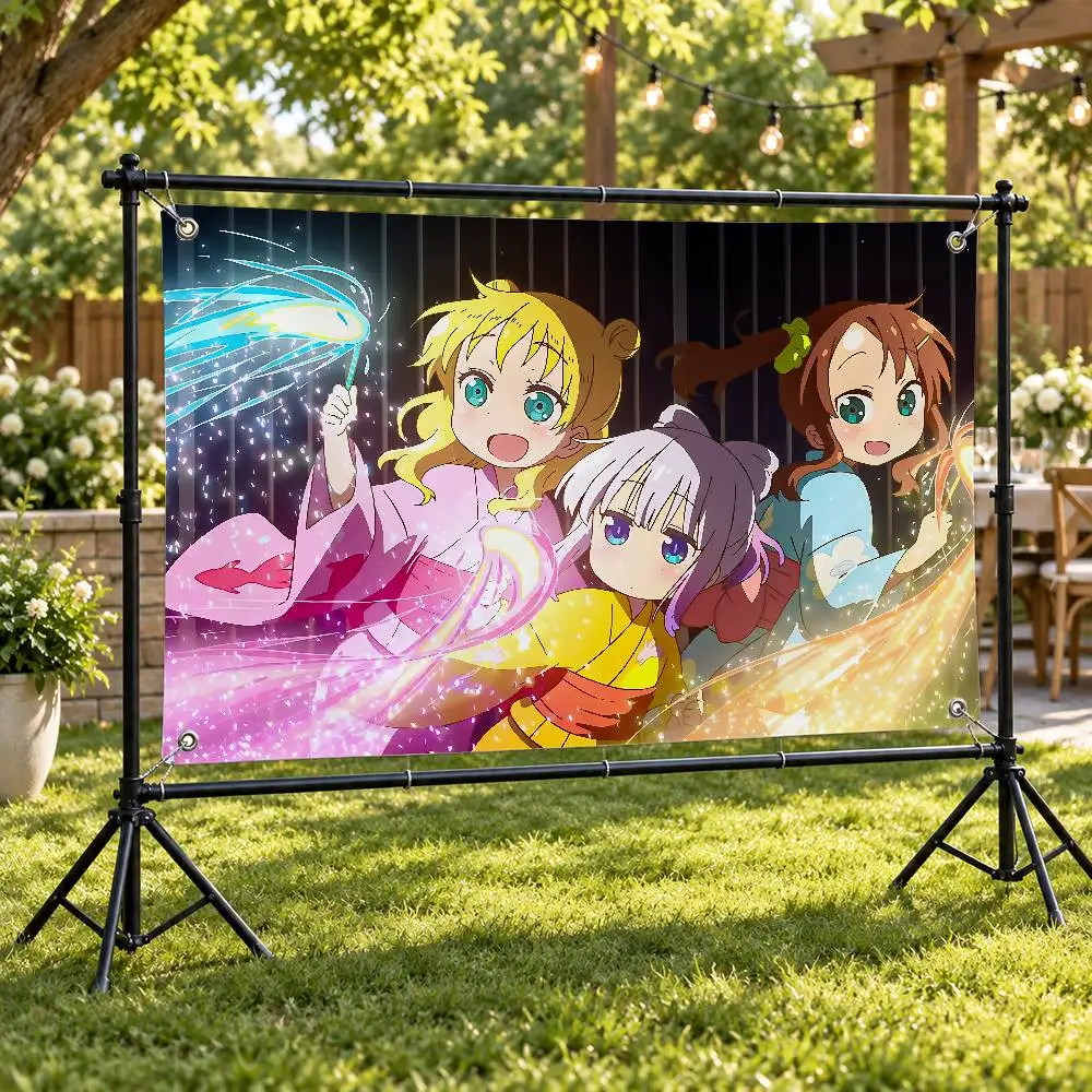 Anime Miss Kobayashi's Dragon Maid Aesthetic Wall Tapestry Flag Printed Wall Hanging Living Room Party Outdoor Decor