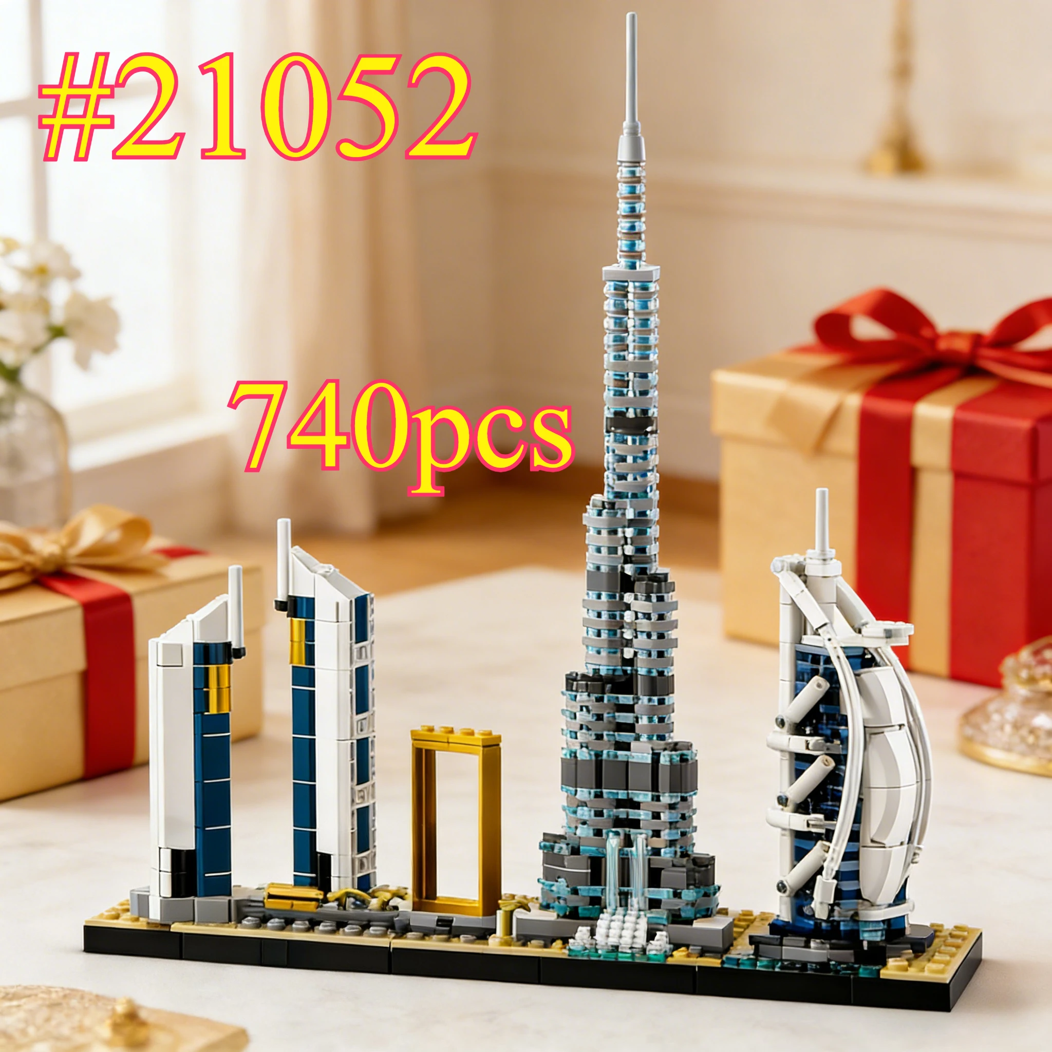Architettura spettacolare a Dubai21052 Set di blocchi da costruzione adatti per regali di Natale compatibili con particelle Legoed, 740 pezzi