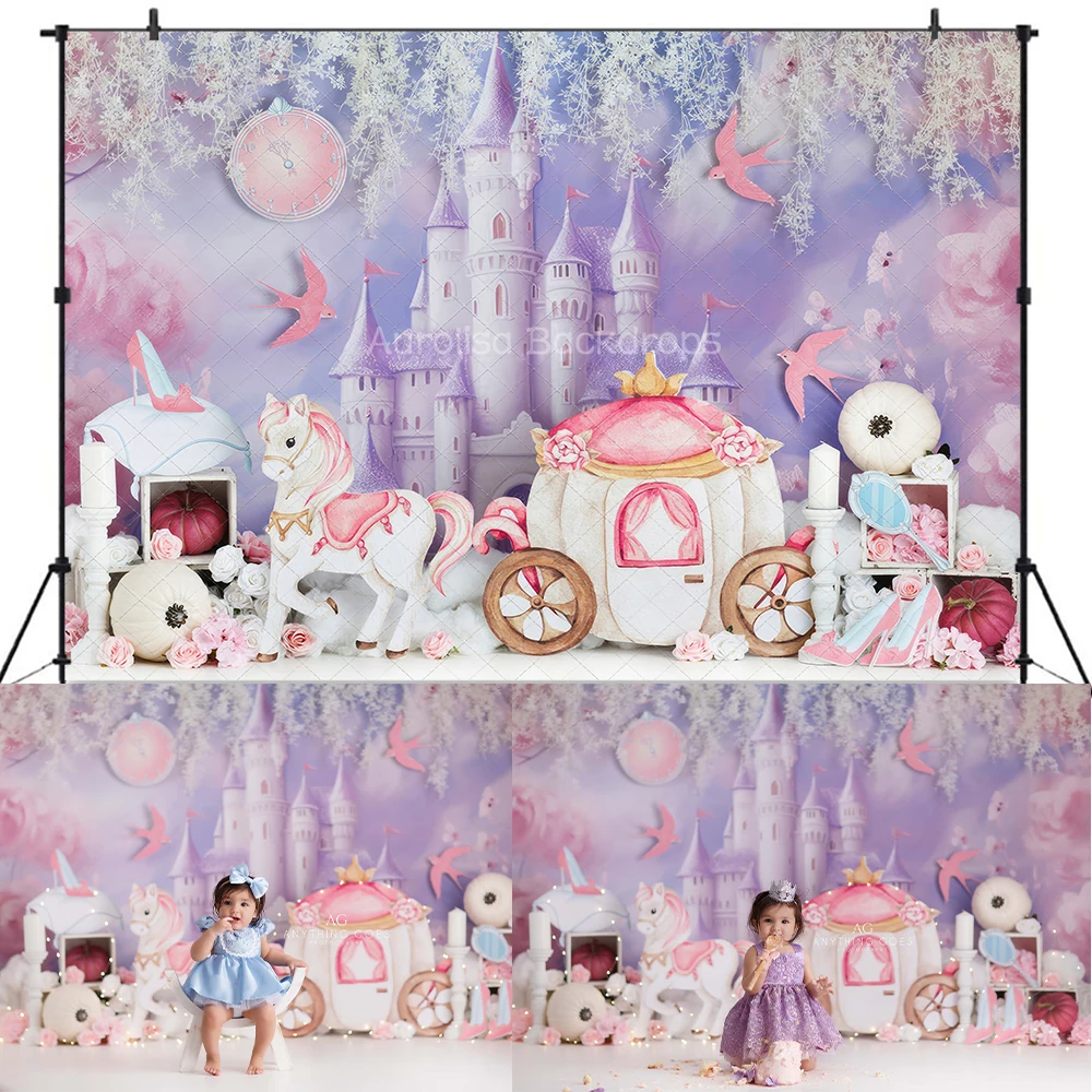 

Unicorn Castle Cake Smash Backdrops Kids Baby Cake Smash Birthday Props Child Girl Photocall Decors Background