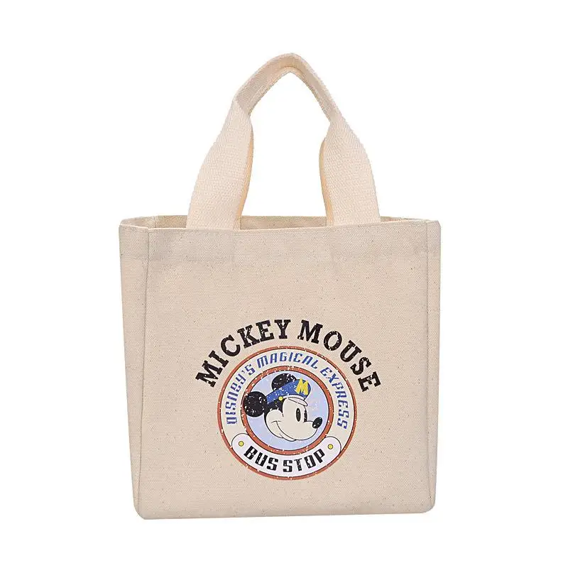 Disney Large Capacity Canva Bag Summer Casual Tote Bag Women One Shoulder Bag Portable Shopping Bag Girl Cartoon Mickey Tote