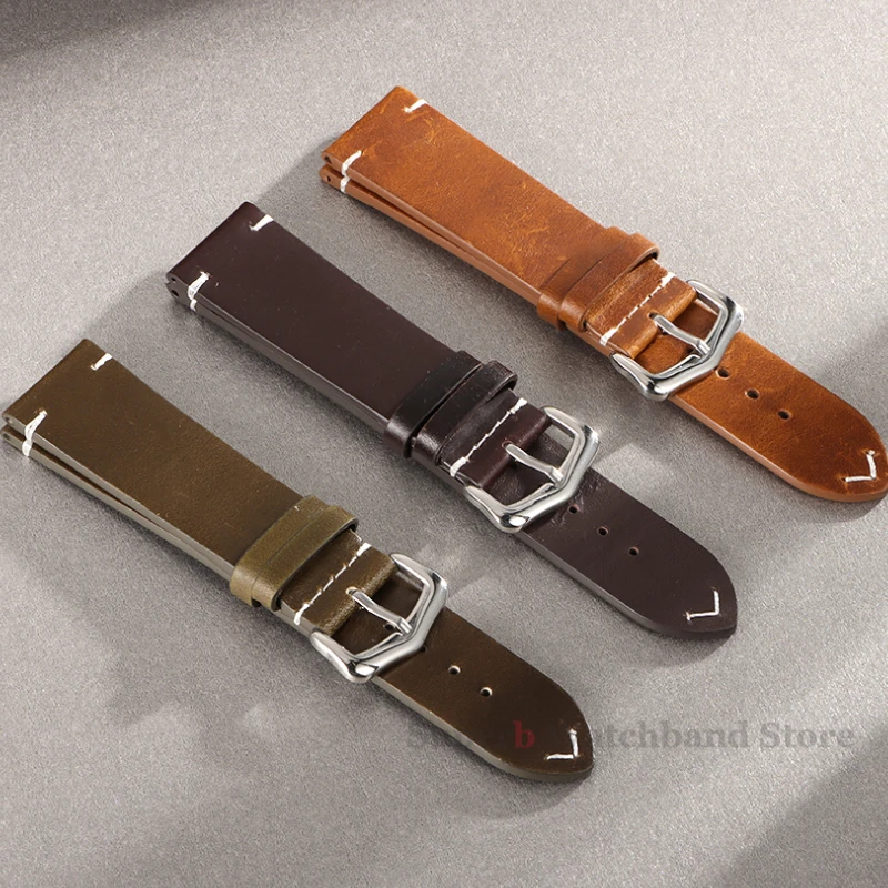 18 мм, 20 мм, 21 мм, 22 мм, 24 мм, кожаный ремешок в стиле ретро, масляный воск, масляное обесцвечивание, ремешок для часов из воловьей кожи, деловой ремешок для часов, ремешок из телячьей кожи