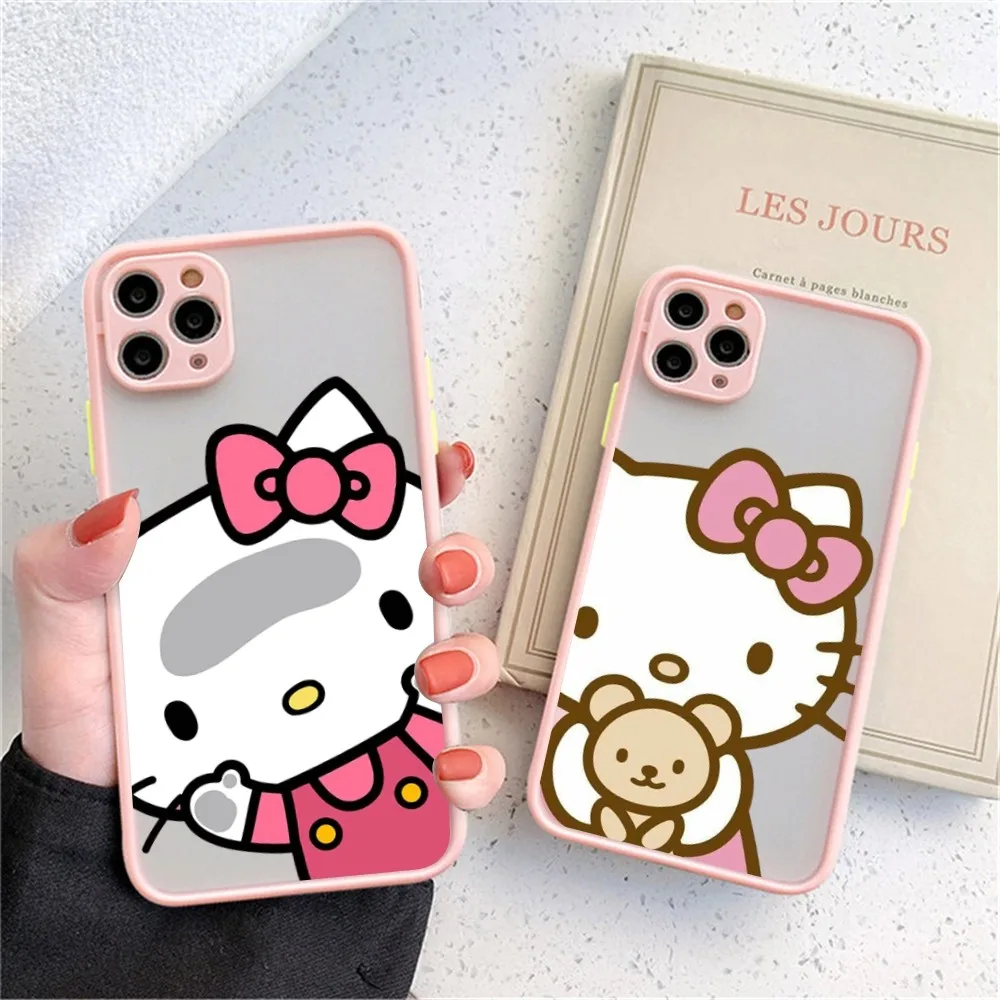 Pink-Kittys-Lovelys for iPhone 14 11 12 13 Mini Pro Max 8 7 Plus X XR XS MAX Translucent Matte Cover