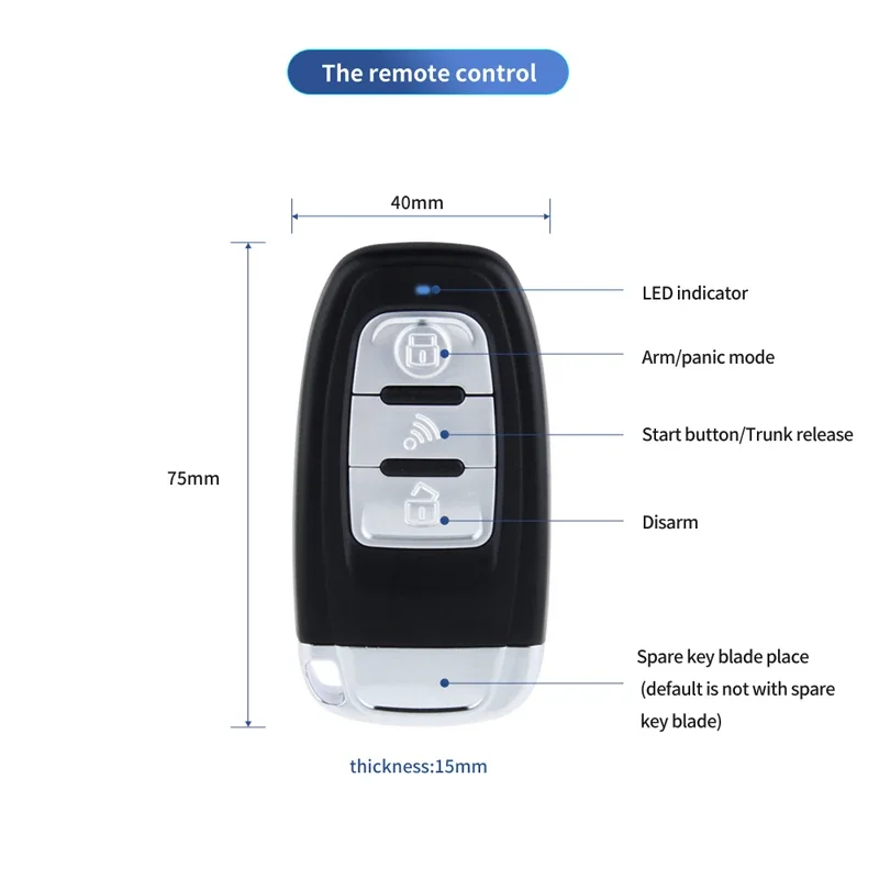 EASYGUAR EC010 PKE إنذار السيارة مع زر تشغيل الدفع ومحرك التحكم عن بعد لبدء الصدمات
