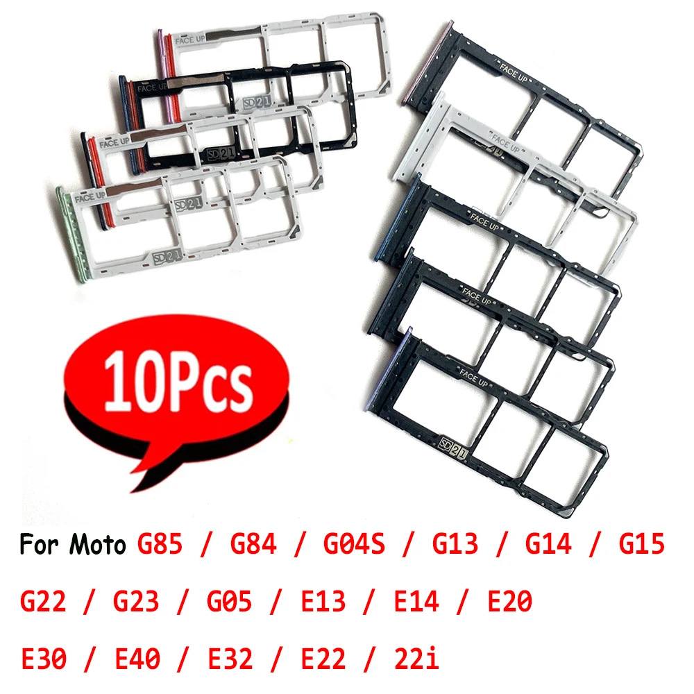

10 шт., слот для лотка для SIM-карты, держатель ящика для чипа, адаптер, аксессуары для Moto G85 G84 G04S G13 G14 G15 G22 G23 G05 E13 E14 E20 E30