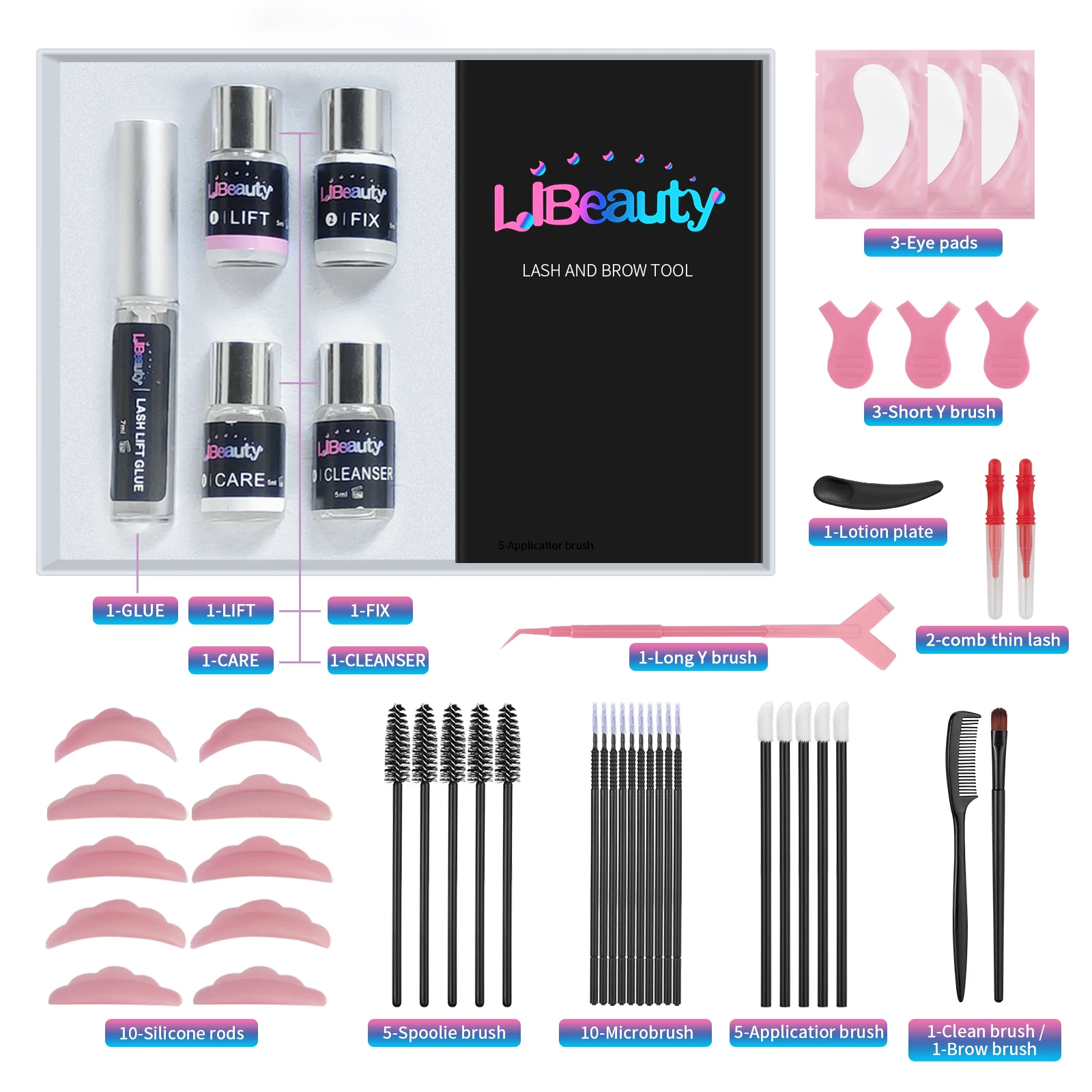 Libeauty 2 في 1 رموش سريعة 5-8 دقائق لاش رفع ومجموعة تصفيح الحاجب رمش تمديد طويلة الأمد الشباك ماكياج أداة